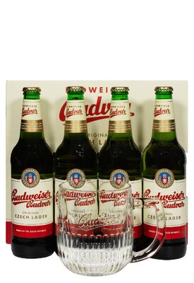Пиво Budweiser 5% Набор с бокалом 4х0.5 л